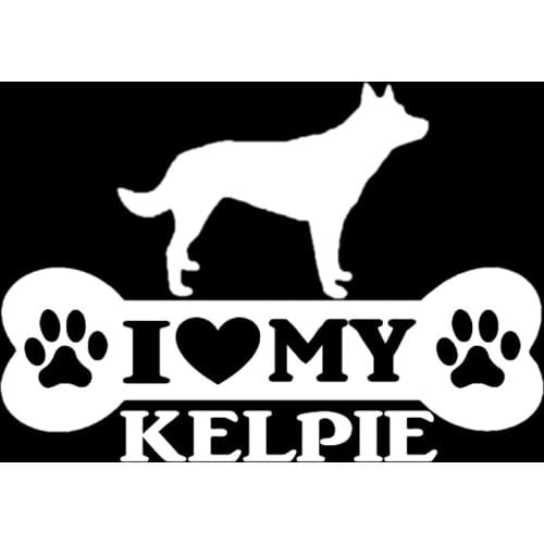 15CM*10.5CM I LOVE MY DOG KELPIE Bone Creative Vinyl Car Sticker Decals Black/Silver C10-00209