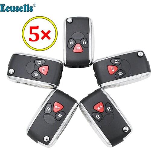 5pcs/lot Luxury Modified Flip Remote Key Shell case Fob 3 Button for Toyota Yaris Scion TC Hilux 4Runner TOY43 blade