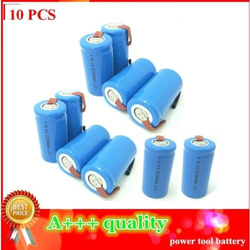 1.2V 1800mAh Sub C SC Battery Cells Rechargeable Batteria Ni-CD with tab 4.25*2.2cm Size 10 Pieces Included