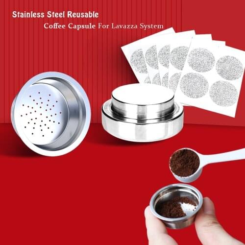 Stainless Steel Lavazza Reusable Refillable Coffee Capsule Lavazza Filter Pods Tools For Lavazza With Spoon Brush Tamper Set