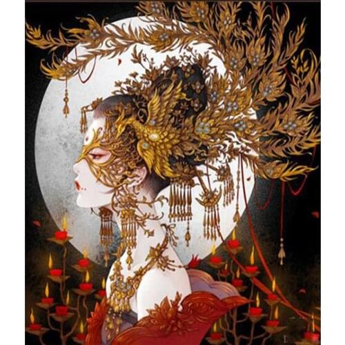 DIY Diamond Painting Full Diamond Full Sticker Diamond Embroidery 5D Antique Phoenix Crown Beauty Bedroom Decoration GJ654
