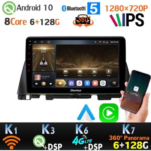 6G+128G 1280*720 Android 10 Car Multimedia Player For Kia Optima K5 2016-2019 GPS Navigation Radio 4G WiFi 360 4*AHD Camera DSP
