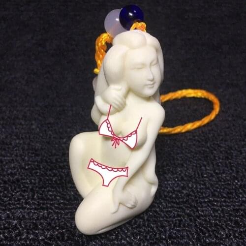 White sexy naked girl with a decorative pendant Hand carved Car decoration accessories Cute character pendant free delivery