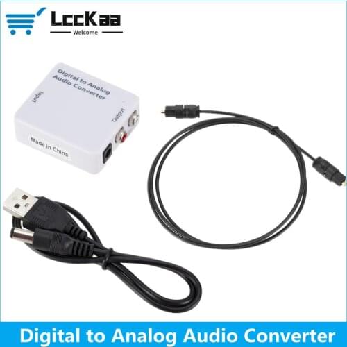 LccKaa Digital to Analog Audio Converter Optical Fiber Toslink Coaxial Signal to RCA R/L Audio Decoder SPDIF ATV DAC Amplifier