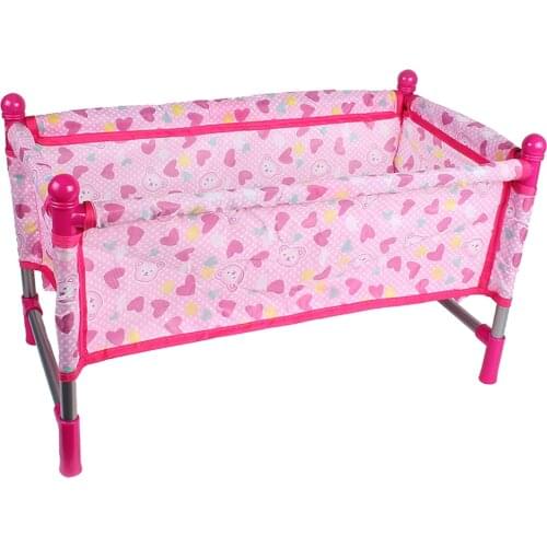Kids Fun Play Pretend Furniture - ABS Plastic Baby Crib Bed Quilt Pillow Set