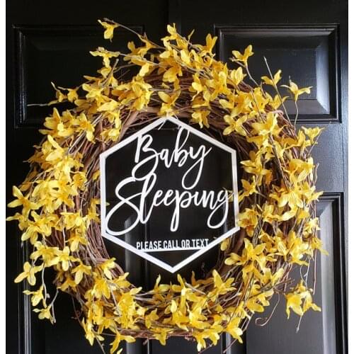 Baby Sleeping Sign, Door Sign, Please Knock Door Sign, Laser Cut Wood Sign, Door Hanger, Wreath Addition