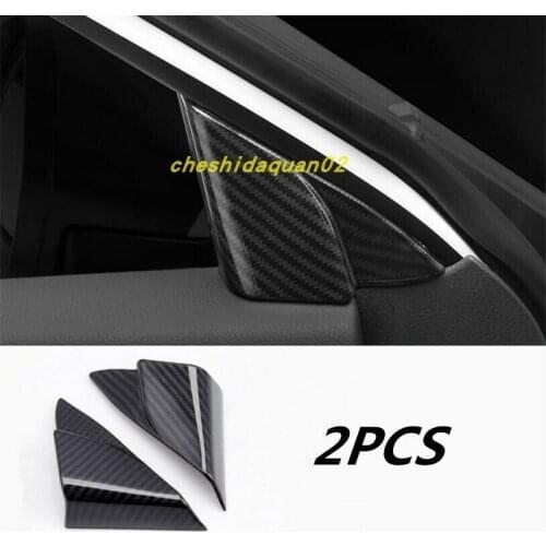 For Toyota Camry 2018-2019 black Carbon fiber style Interior A Pillar Triangle Frame Trim 2pcs