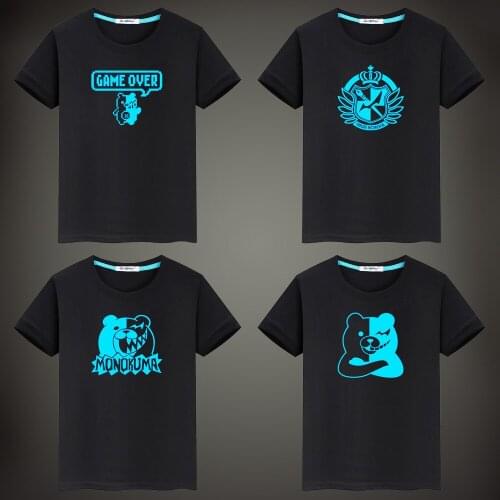 Summer Children Fluorescent Luminous T-Shirt Anime Game Danganronpa Baby Boy Short Sleeve T-Shirt Cotton Men Tops Tees Clothes