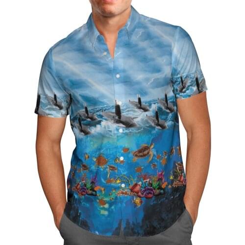 Submarine 3D Beach Hawaiian 2021 Summer Mens Shirt Short Sleeve Shirt Streetwear Oversized 5XL Camisa Social Chemise Homme-110