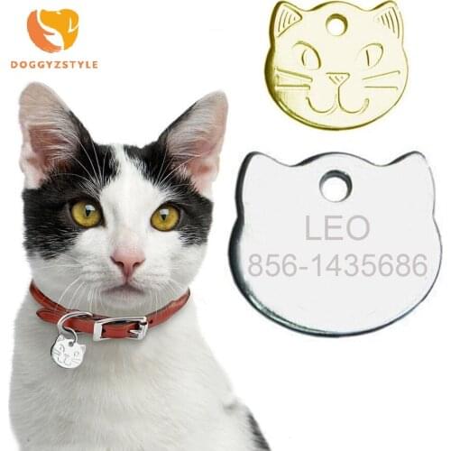 Personalized Engraved Cat Name Tag Anti-lost Stainless Steel Dog Tag For Cat Collar Accessory Customized Pet ID Tags