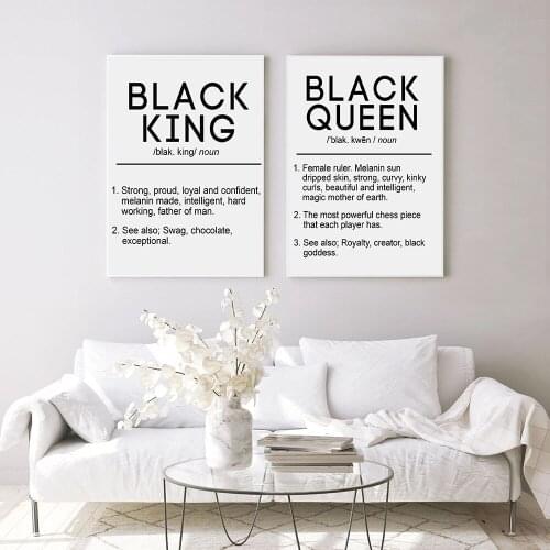Canvas Painting Black King and Queen Definition Quote Posters Prints Bedroom Melanin Wall Art Black Beauty Home Decor