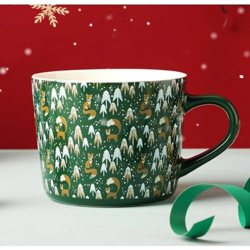 Ceramic Christmas Mugs Creative Trend Personalized Christmas Gift Coffee Cup Couple Breakfast Tea Cup Household Water Cup
