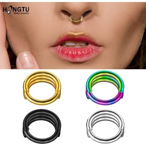 1 Piece Surgical Steel Hinged Septum Ring Clicker Punk Segment Nose Rings Hoop Lip Ear Cartilage Helix Body Piercing Jewelry 16G