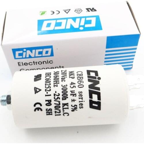 45 MFD 250VAC CBB60 Motor Run Capacitors Polypropylene Film Ac 250V 220V Water Pump electrical Capasitor engine 45uf mf