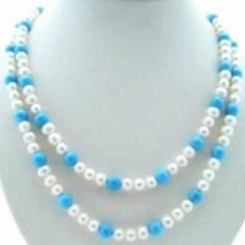 Beautiful 7-8mm natural white freshwater cultured pearl calaite round beads necklace stone fashion women party jewels 35''MY5174