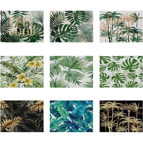 Summer Tropical Plants Cotton Linen Kitchen Placemat 42X32 Letter Decorative Table Mat Waterproof Western Placemat Drink Coaster