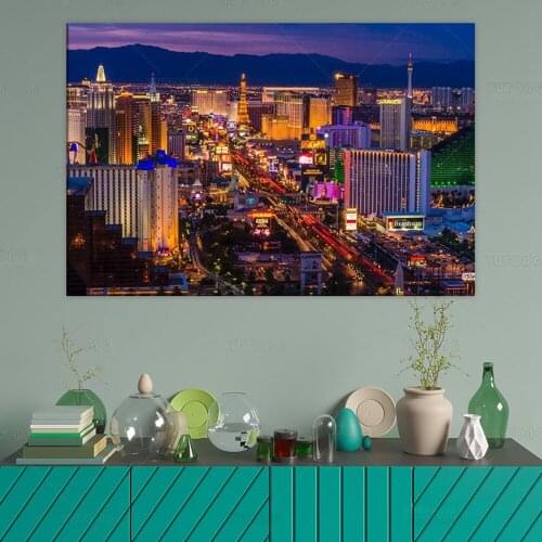 Las Vegas Strip at Twilight Photo Cool Wall Decor Art Print Poster canvas painting for living room home framed