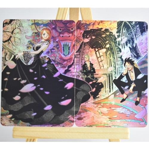 Luffy Nami Sauron Flash Card Hot Stamping Dragon Double Spell Card Anime Jewelry Cartoon Card Collection Childrens Toy Gift