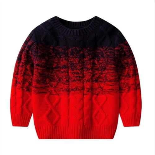 Foreign Trade Boys Gradient Colors Knitted Sweaters Fall Winter New Children Casual Knitting Pullovers Kids Cotton Knitwear B314