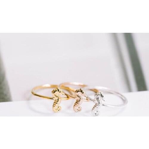 Fashion Cute Animal Hippocampus Rings for women Marine Life sea horse ring wholesale