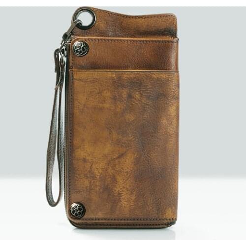 Fashion Vintage Genuine Leather Men Wallet Leather Long Wallet men purse Clutch Bag money bag male wallet coin Purse card holder