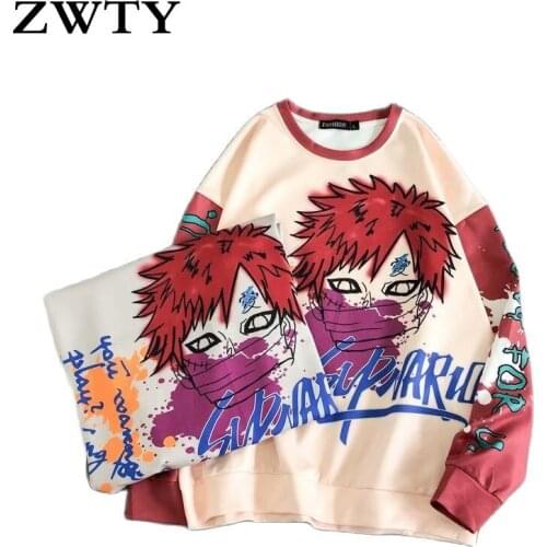 ZWTY Mens Hoodies Anime Uzumaki Crewneck Sweatshirt Women Gaara Costume Pullover Harajuku Tops Manga Sudadera Hombre Kpop