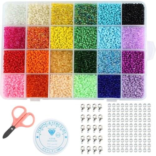 Jewelry Making Set 12000-24000 Pcs Glass Rice Beads Coil Lobster Clasp Beads And Small Craft Beads DIY Necklace Bracelet Creativ