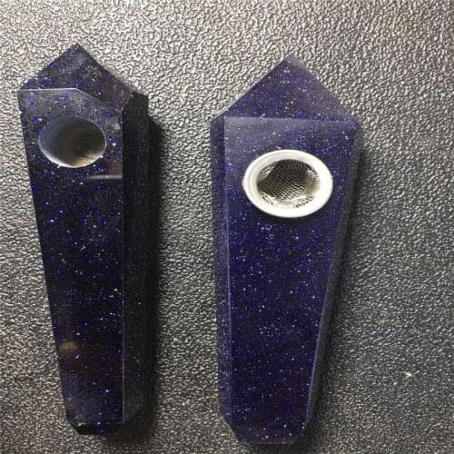 Natural blue sandstone crystal pipe quartzite point pipe, cigarette holder