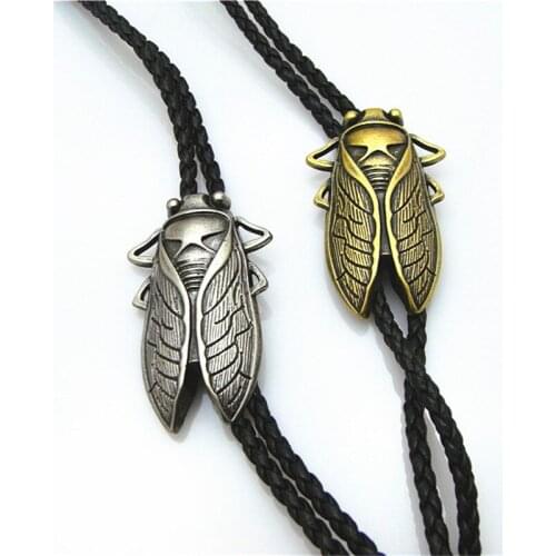 New Retro Shirt Chain Bicolor Knows Poirot Rope Leather Necklace Long Tie Pendant