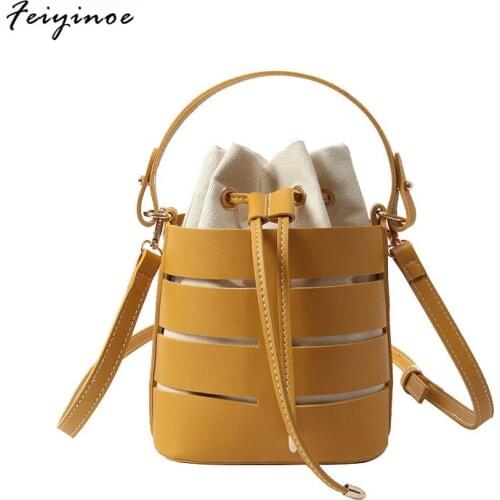 2020 New Women Bags Scrub High Quality Casual Vintage Totes Handbags Shoulder Bags Leather Purses Luxury Handbags Bucket Bag