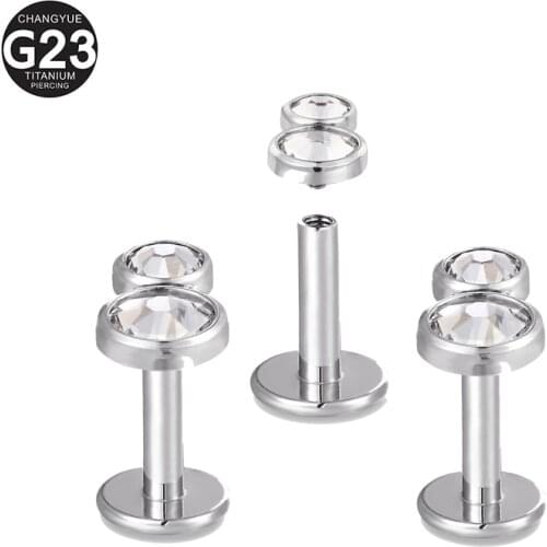 New G23 Titanium Piercing Inlaid Drilling Ear Nail Straight Rod Internal Thread Lip Nail Perforated Ear Bone Nail Body Jewelry