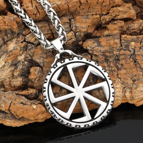 Kolovrat knot amulet slavs Stainless steel pendant necklace