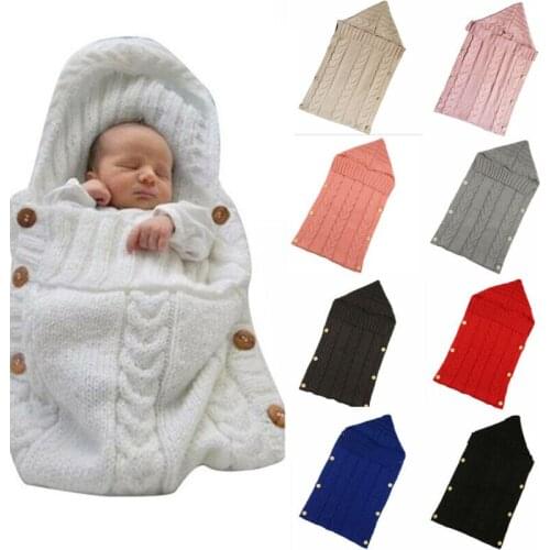 Newborn Baby Infant Swaddle Wrap Warm Blanket Soft Knitting Flannel Sleeping Bag Superior knitting wool Fast closing/opening