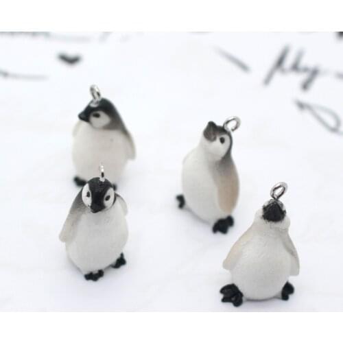2pcs Super Cute Head Up Penguin Earring Resin Charms 3D Crafts Animal Drop Earrings Necklace Keychain Pendants Jewelry Findings