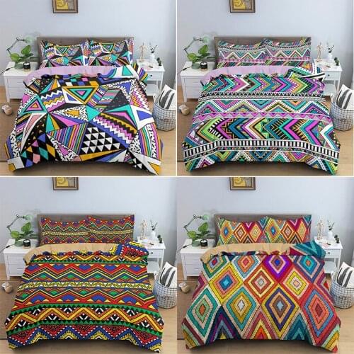 3D Bedspread Geometric Stripes Bohemia Duvet Cover Pillowcase Comforter Cover Bedding Set Home Textile Comfortable