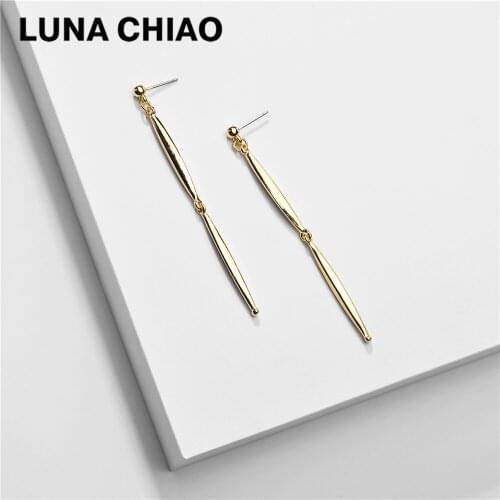 LUNA CHIAO Gold Color Simple Metal Earring-Long Dangle Spike Drop Earrings for Women
