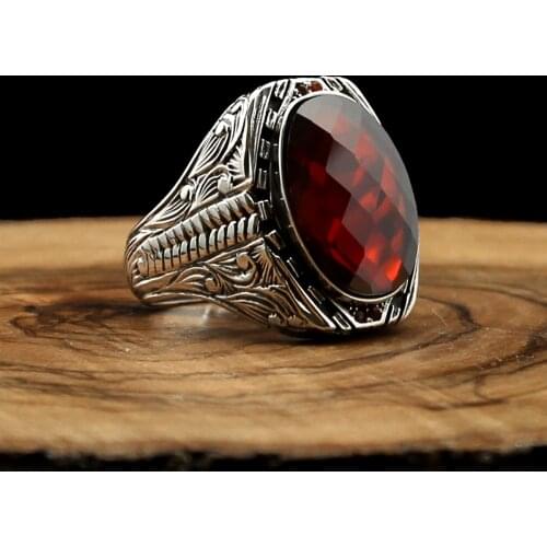 Pukka Real 925 Sterling Silver Ring For Men Natural Zircon Stone Onyx Aqeq Jewelry Fashion Vintage Gift Accessory English Style