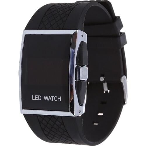 Luxury Digital Mens Red LED Light Sport Wrist Watch Gift Style - Black