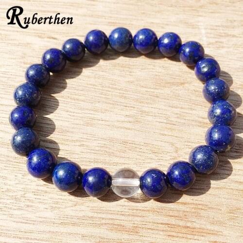 Ruberthen Lapis Lazuli Clear Crystal Bracelet Chakra Healing Integrity | Wisdom Bracelet Balance Yoga Jewelry Drop Shipping