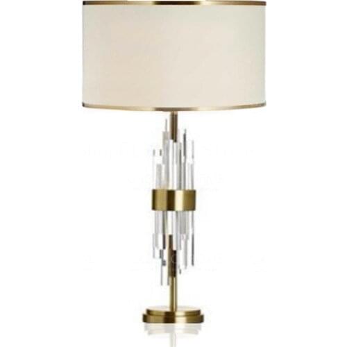 Modern Luxurious Crystal Led Table Lamps for Living Room Decoration Bedroom Bedside Lamp Home Decor Cloth Lampshade Desk Lamp