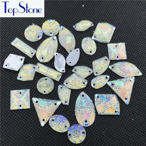 Wholesale Crystal AB Sew On Rhinestones Flat Back Acrylic Resin Strass Crystals Stones Teardrop,Baguette,Round,cosmic,Square,S