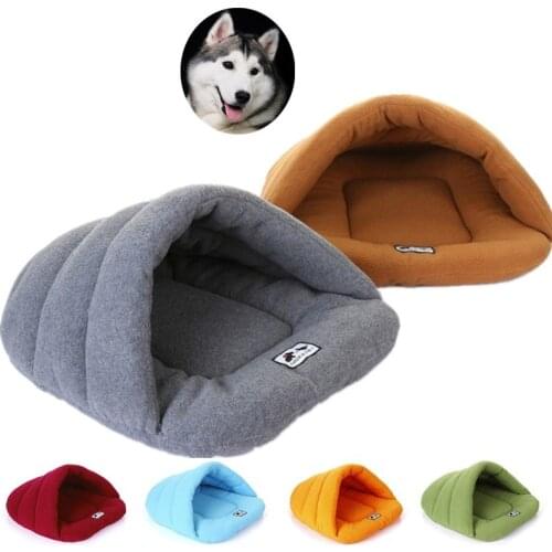 Warm Soft Polar Fleece Dog Beds Winter Warm Pet Heated Mat Slippers Beds Kennel House for Cats Sleeping Bag Nest Cave Bed