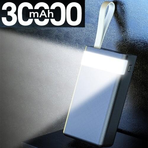 30000mAh Power Bank Portable Charger LED Light Powerbank External Battery Power Bank for iPhone 12 iPad Macbook Phones Tablets