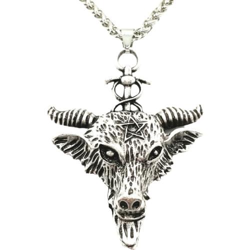 WICCA Ram Amulet Talisman Goat Pendant Wicca Pagan Pentagram Pentacle Jewelry Viking Ouija Animal Necklace Men Women Dropship