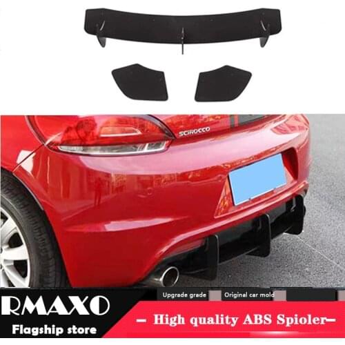 For VW Scirocco R Body kit spoiler 2011-2016 For Scirocco R ABS Rear lip rear spoiler back Bumper Diffuser Bumpers Protector