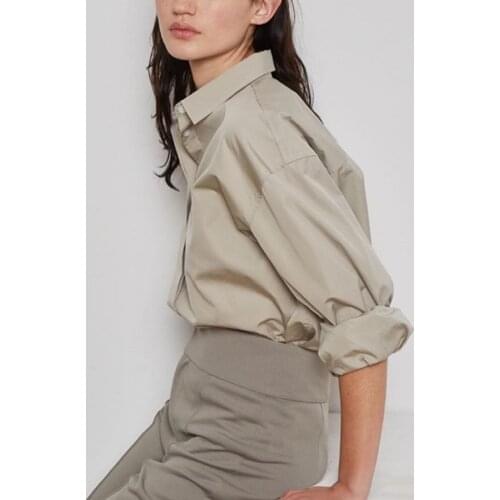 Women Shirt 2021 Invisible Button 100% Cotton Simple and Versatile Silhouette Shirt