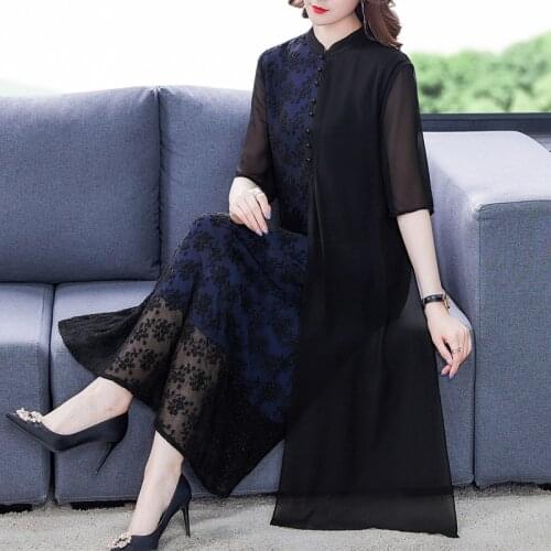 2021 Vintage Floral Embroidery Maxi Dresses Summer Casual 4XL Plus Size Mulberry Silk Midi Dress Women Elegant Bodycon Vestidos