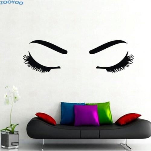 ZOOYOO Beautiful Girl Eyelashes Makeup Wall Stickers Fashionable Home Decor Beauty Salon Wall Decoration Hot Eyes Wall Decals