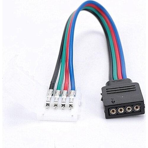 10pcs 10MM 4pin RGB Led Strip No Soldering Double Connector Clip Cable Led Tape Extension Wire For 3528/5050 RGB Strip light