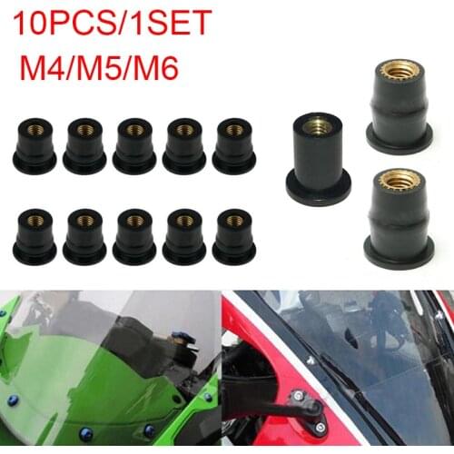 10PCS Motorcycle For M4/M5/M6 Rubber Well Nuts Blind Fatener Windscreen Windshiel Fairing Cowl Riding Accessories Fastener Goods